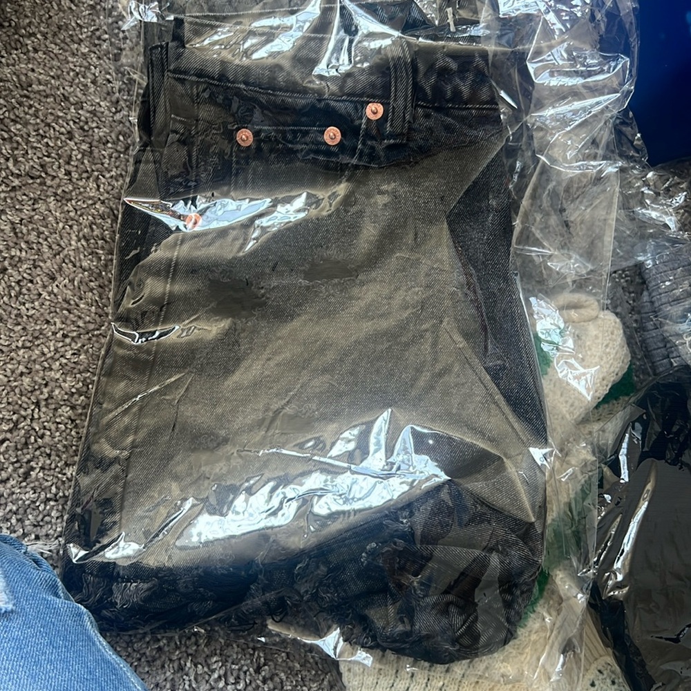 Black denim shorts